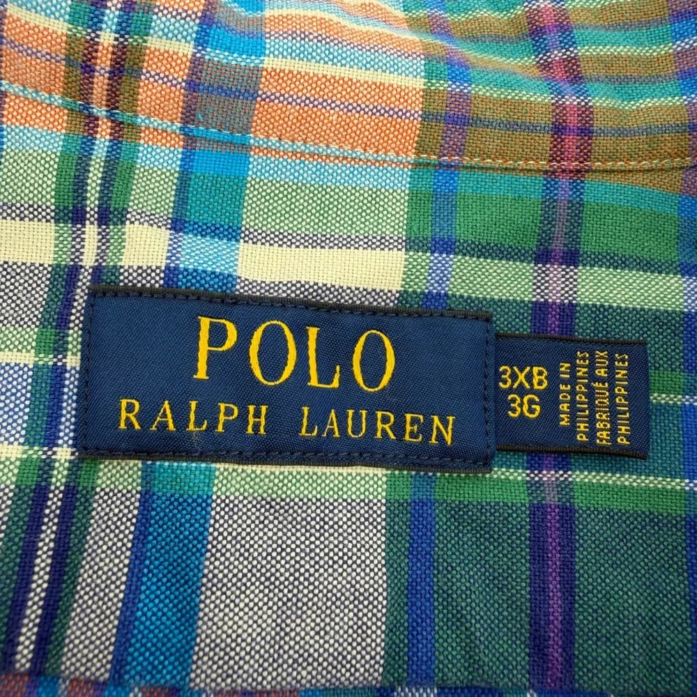 Polo Ralph Lauren‎ Mens 3XB Multicolor Plaid Long Sleeve Button Up Shirt Madras
